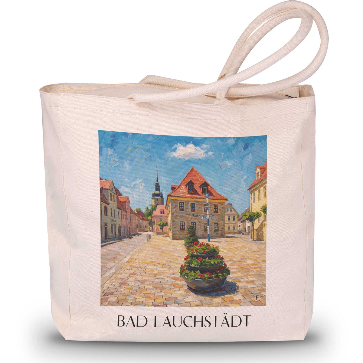 Bad Lauchstädt Shopping Tasche - Saale-Unstrut - Deutschland Tote Bag - Einkaufstasche im Ölgemälde Stil