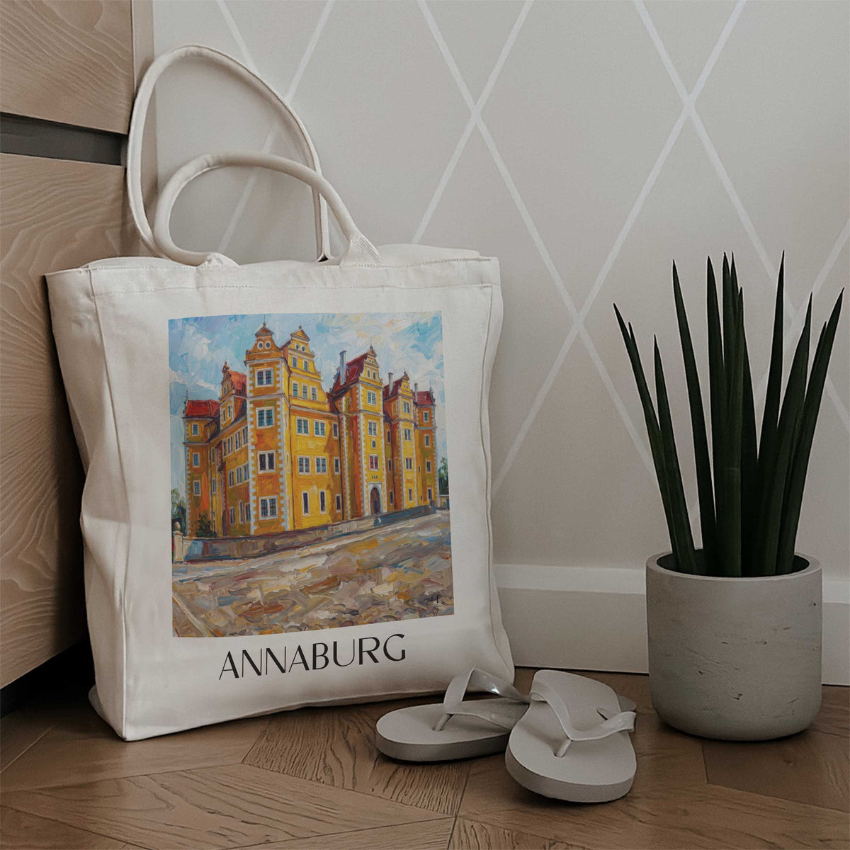 annaburg-sachsen-anhalt-deutschland-einkaufstasche-oil-painting-oelgemaelde