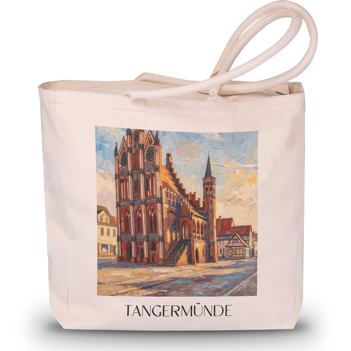 Tangermünde Shopping Tasche - Altmark - Deutschland Tote Bag - Einkaufstasche im Ölgemälde Stil