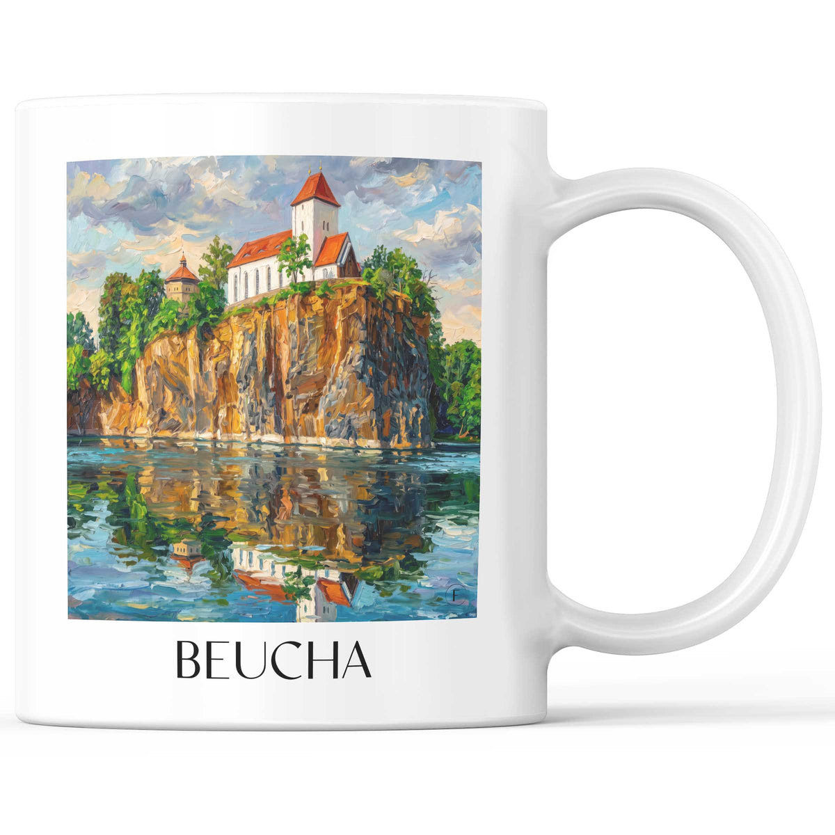 Beucha Kaffeebecher - Leipziger Land - Deutschland Becher - Kaffeetasse im Ölgemälde Stil