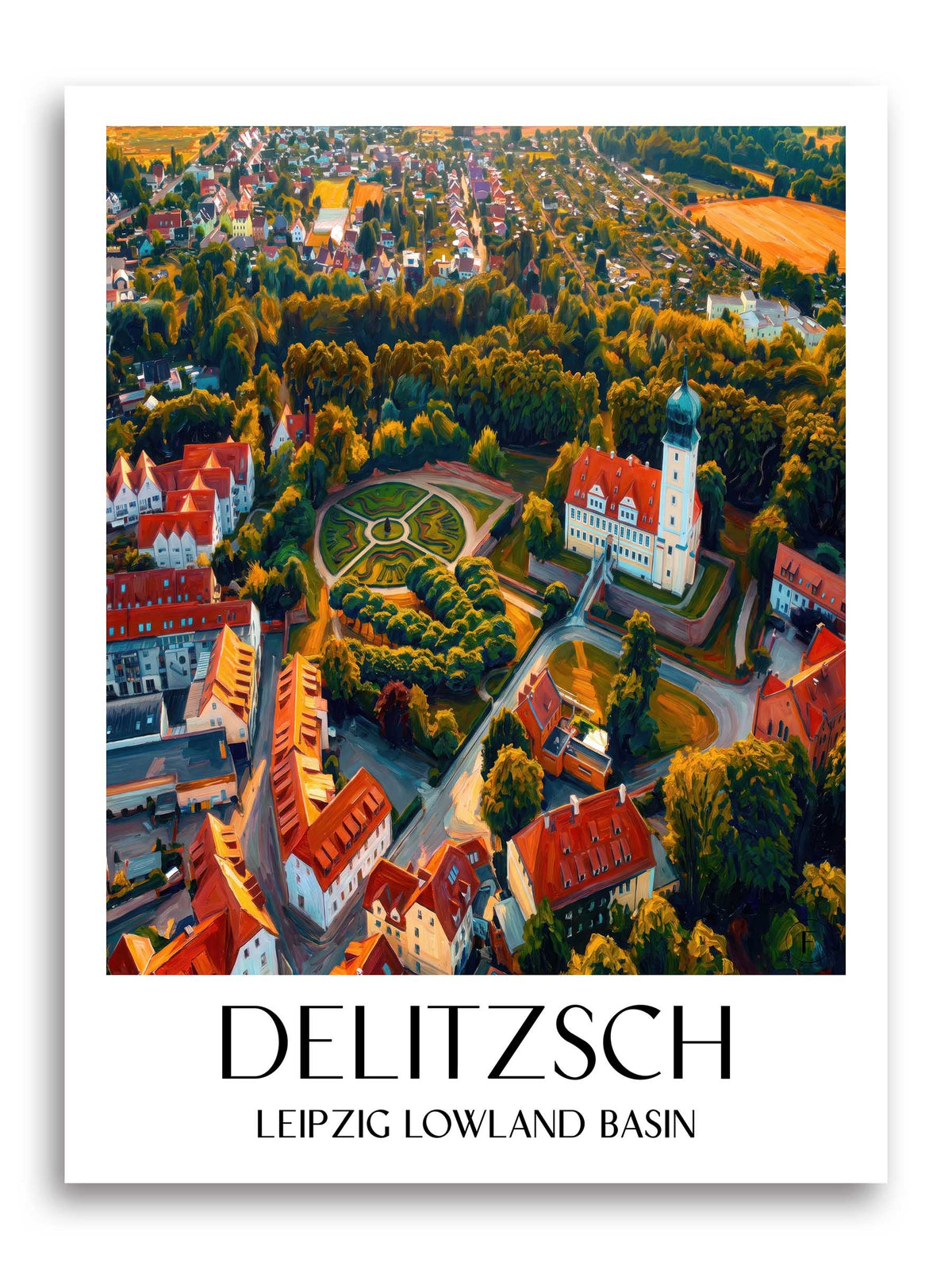 Delitzsch Poster - Leipziger Tieflandsbucht - Deutschland Kunstdruck - Ölgemälde von A4 bis A1