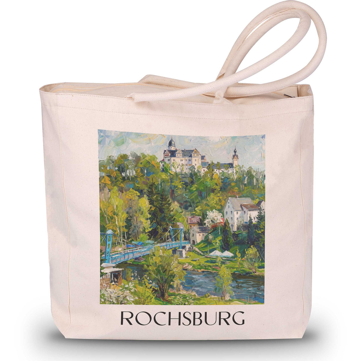 rochsburg-muldetal-deutschland-einkaufstasche-oil-painting-oelgemaelde
