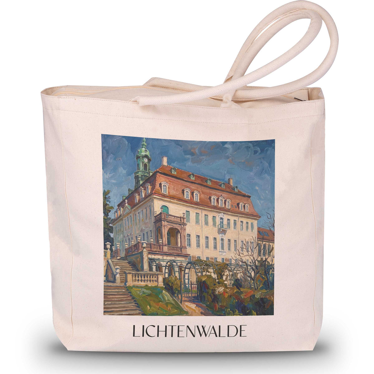 Lichtenwalde Shopping Tasche - Erzgebirgsvorland - Deutschland Tote Bag - Einkaufstasche im Ölgemälde Stil - favplace