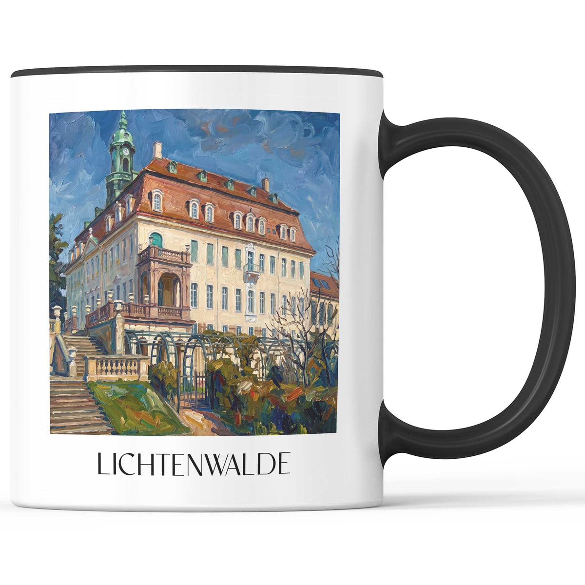 Lichtenwalde Kaffeebecher - Erzgebirgsvorland - Deutschland Becher - Kaffeetasse im Ölgemälde Stil