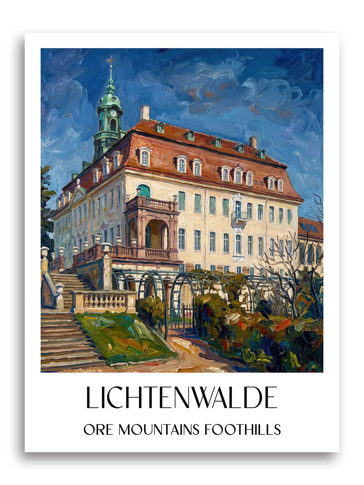 Lichtenwalde Poster - Erzgebirgsvorland - Deutschland Kunstdruck - Ölgemälde von A4 bis A1