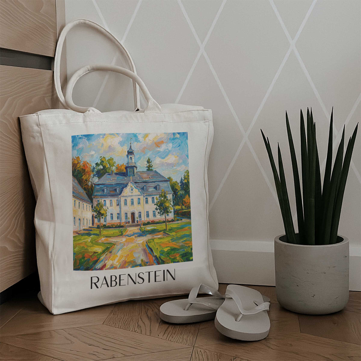 rabenstein-erzgebirgsvorland-deutschland-einkaufstasche-oil-painting-oelgemaelde