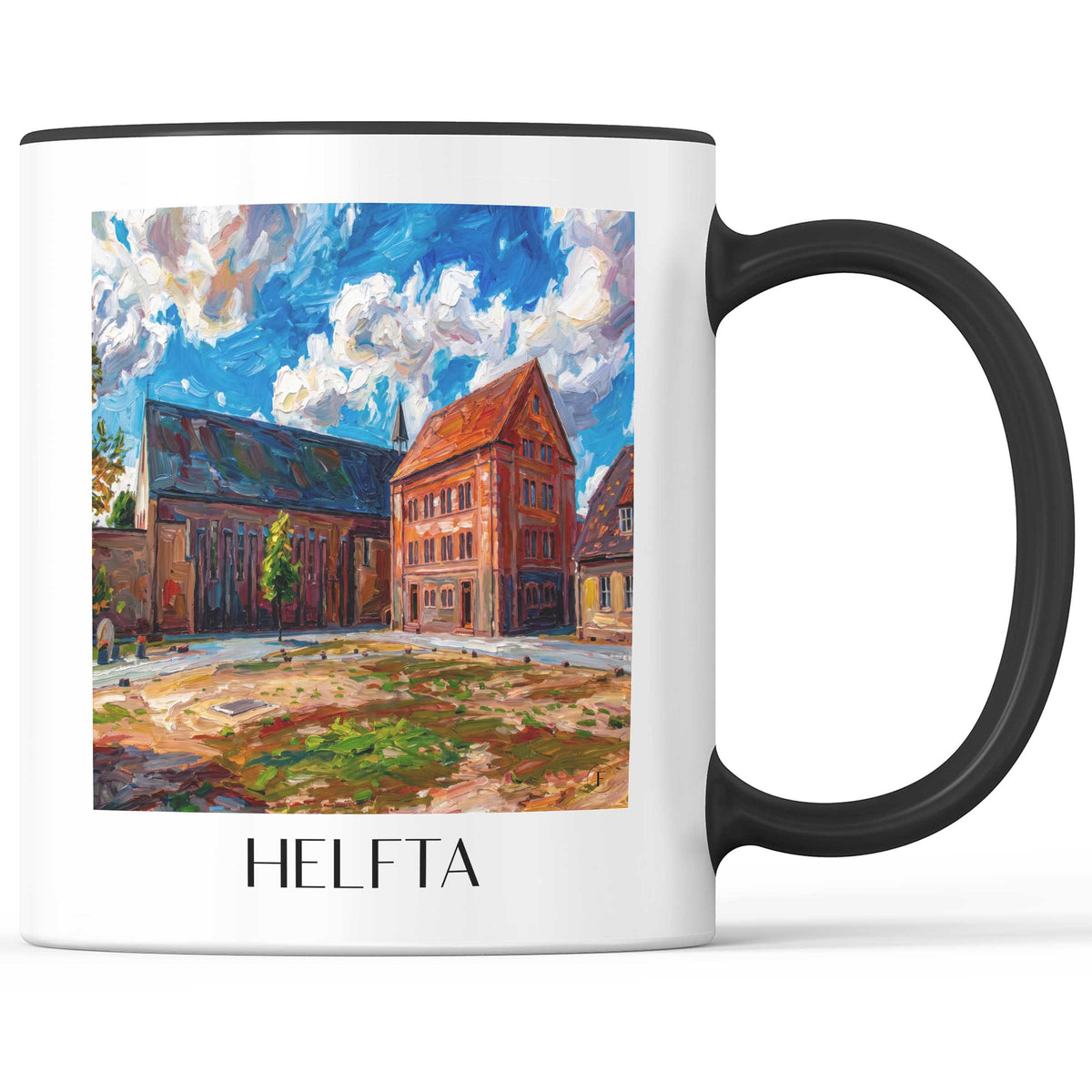 Helfta Kaffeebecher - Mansfelder Land - Deutschland Becher - Kaffeetasse im Ölgemälde Stil