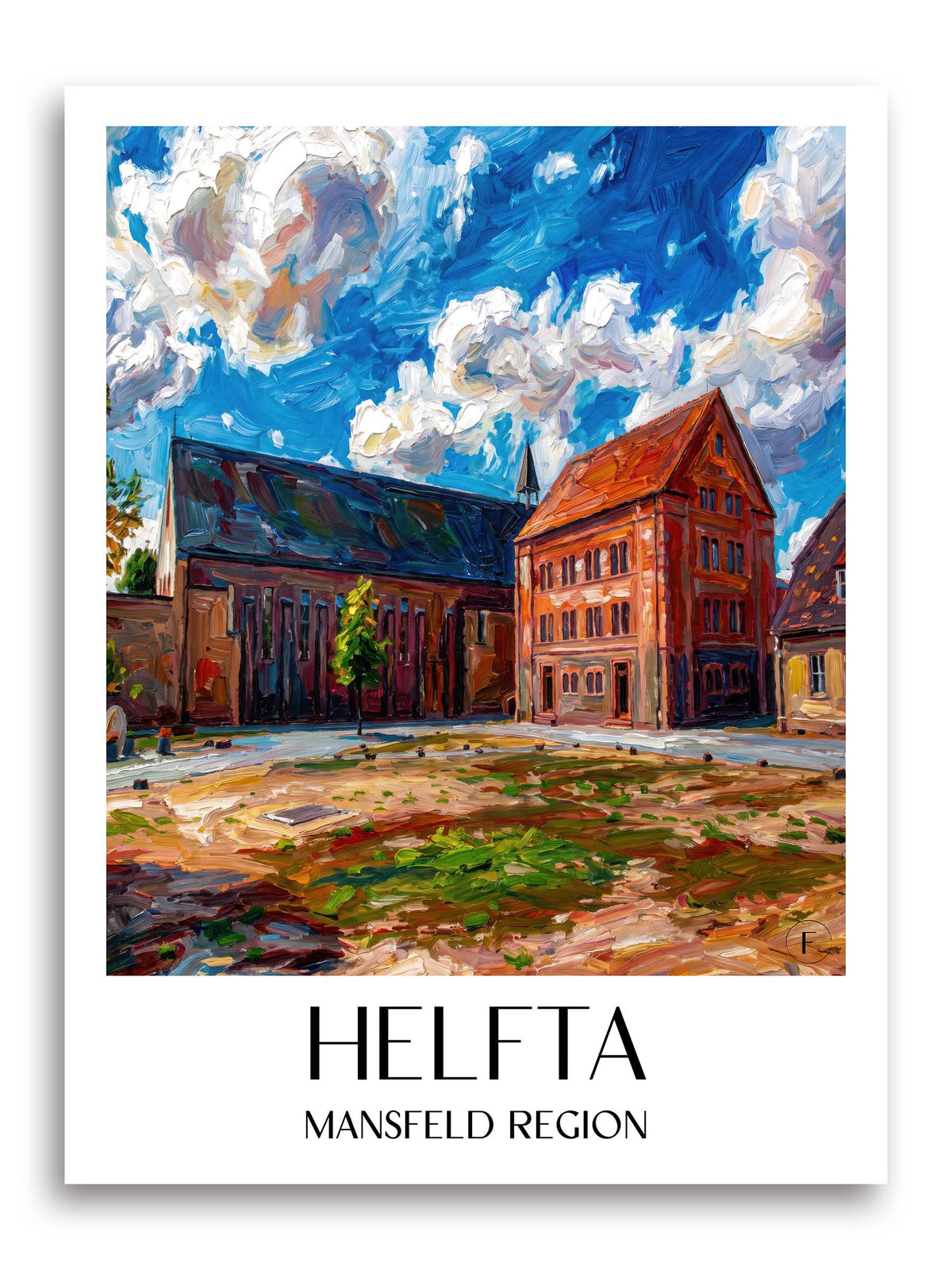 Helfta Poster - Mansfelder Land - Deutschland Kunstdruck - Ölgemälde von A4 bis A1