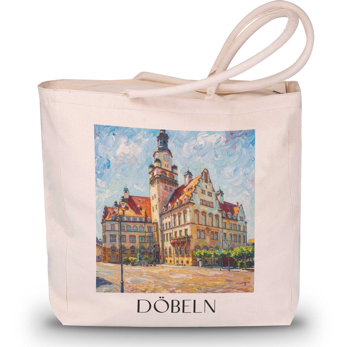 Döbeln Shopping Tasche - Sachsen - Deutschland Tote Bag - Einkaufstasche im Ölgemälde Stil - favplace
