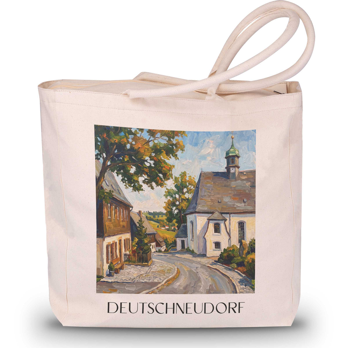Deutschneudorf Shopping Tasche - Erzgebirge - Deutschland Tote Bag - Einkaufstasche im Ölgemälde Stil - favplace