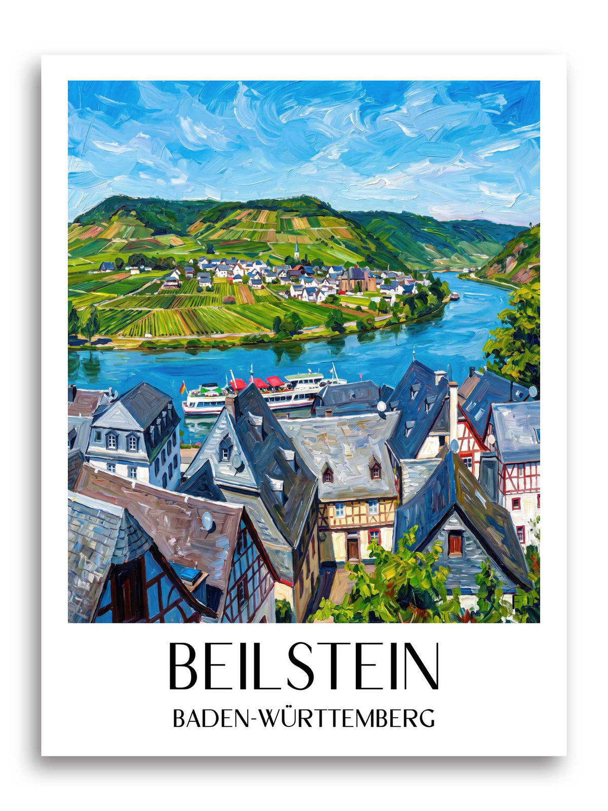 Beilstein Poster - Baden-Württemberg - Deutschland Kunstdruck - Ölgemälde von A4 bis A1