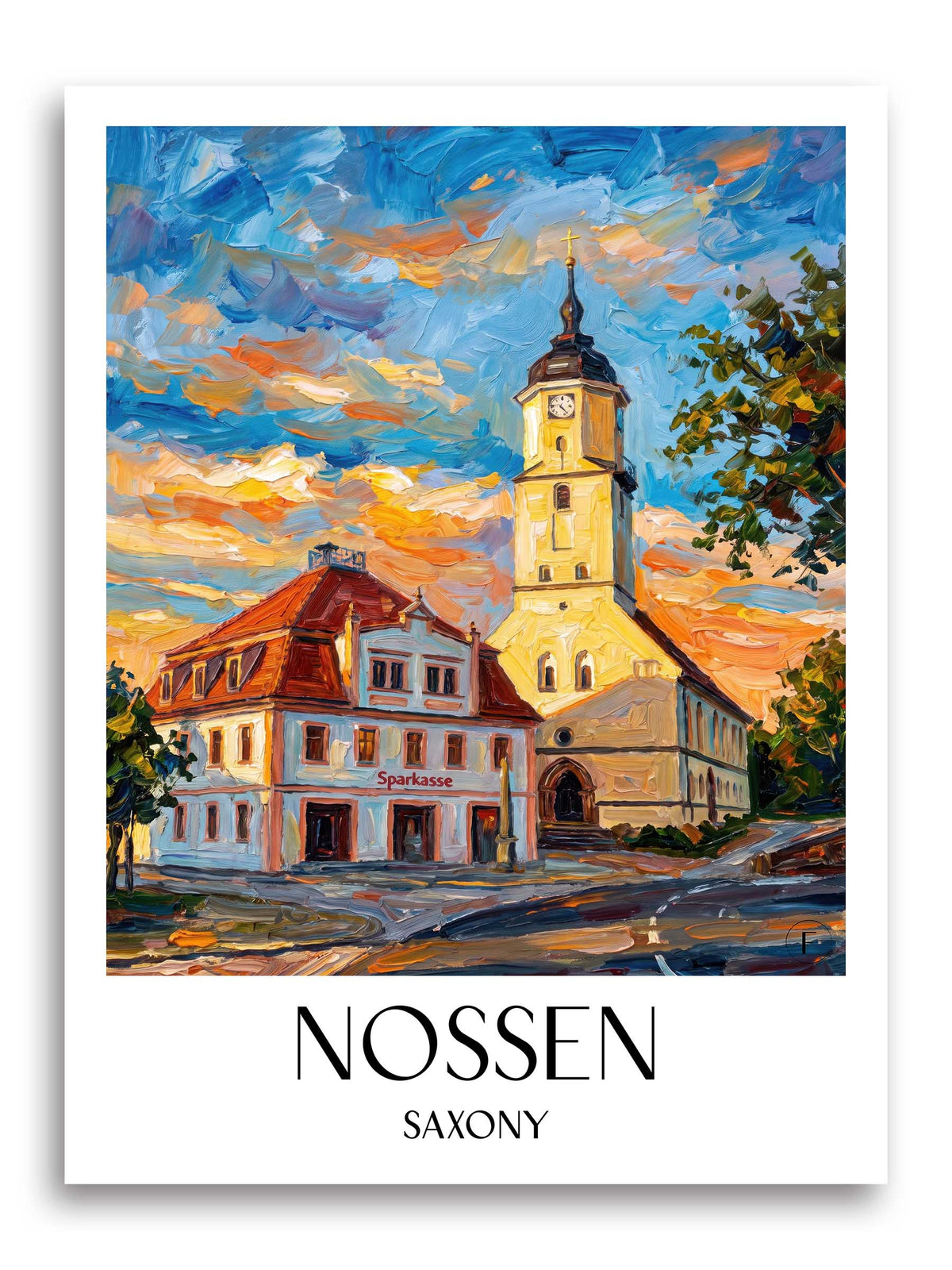 Nossen Poster - Sachsen - Deutschland Kunstdruck - Ölgemälde von A4 bis A1