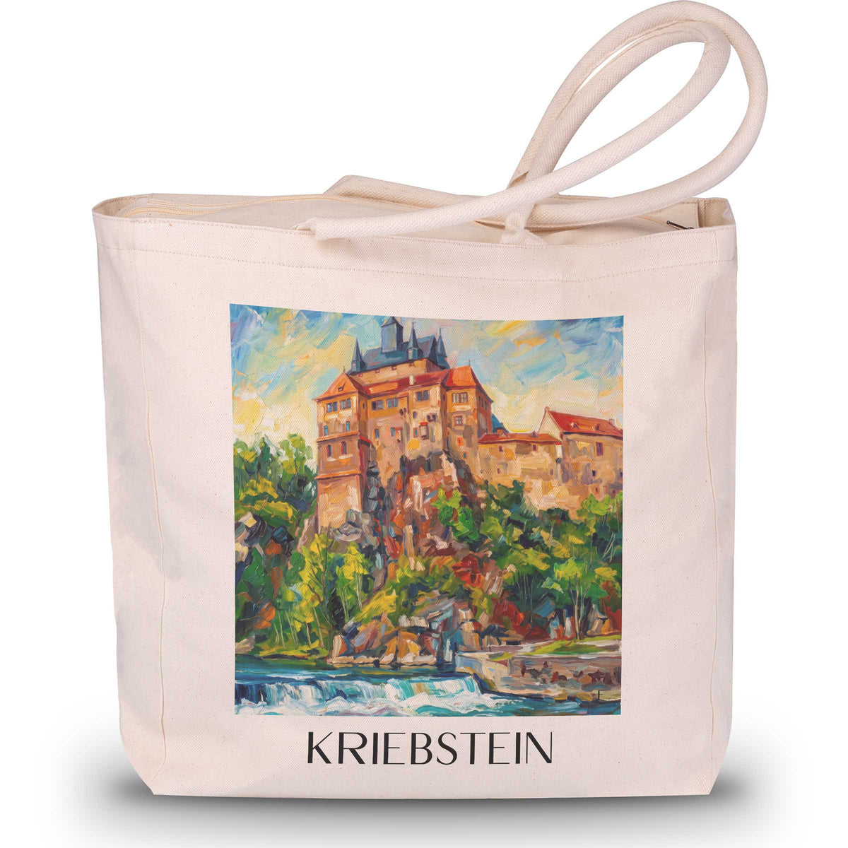 kriebstein-sachsen-deutschland-einkaufstasche-oil-painting-oelgemaelde