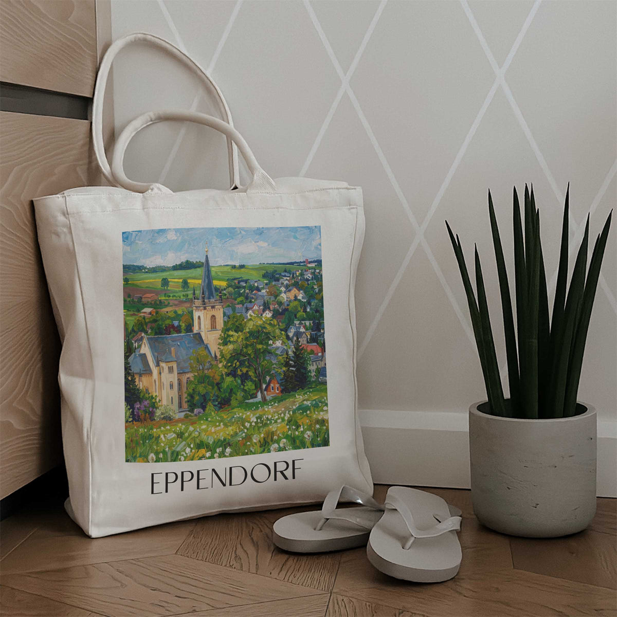 eppendorf-erzgebirge-deutschland-einkaufstasche-oil-painting-oelgemaelde
