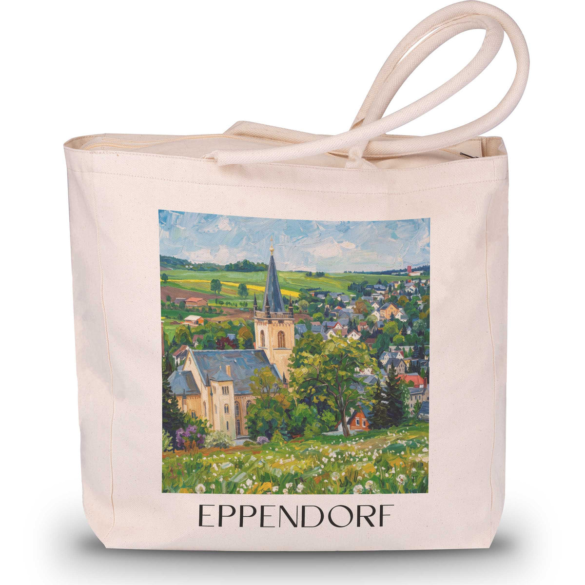Eppendorf Shopping Tasche - Erzgebirge - Deutschland Tote Bag - Einkaufstasche im Ölgemälde Stil - favplace