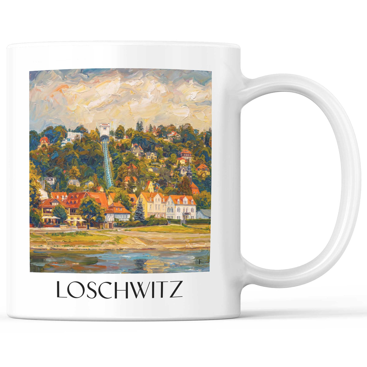 Loschwitz Kaffeebecher - Dresden - Deutschland Becher - Kaffeetasse im Ölgemälde Stil