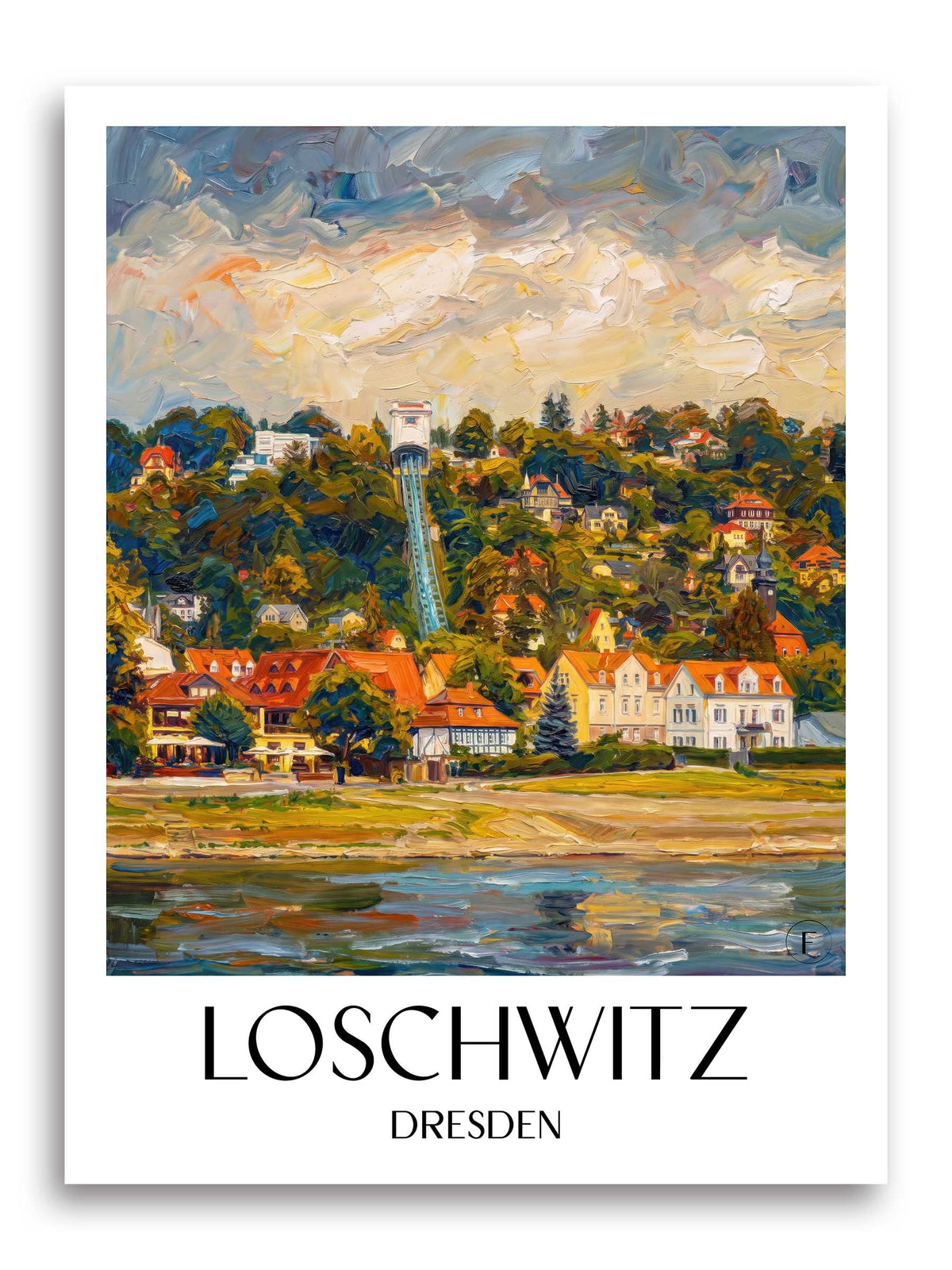 Loschwitz Poster - Dresden - Deutschland Kunstdruck - Ölgemälde von A4 bis A1
