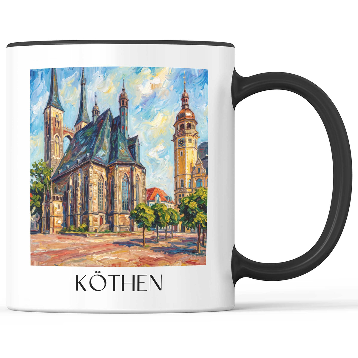 Köthen Kaffeebecher - Anhalt - Deutschland Becher - Kaffeetasse im Ölgemälde Stil