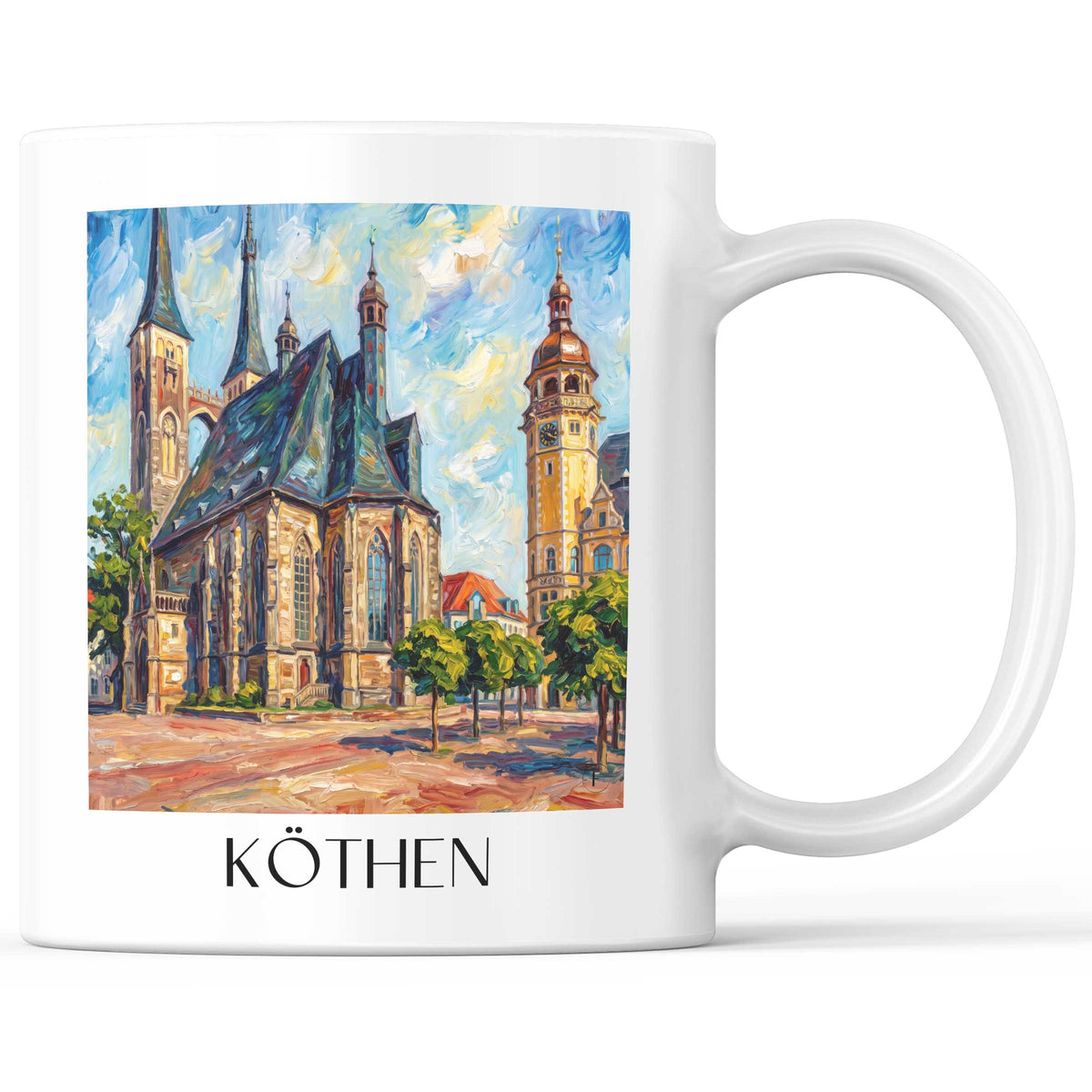 Köthen Kaffeebecher - Anhalt - Deutschland Becher - Kaffeetasse im Ölgemälde Stil