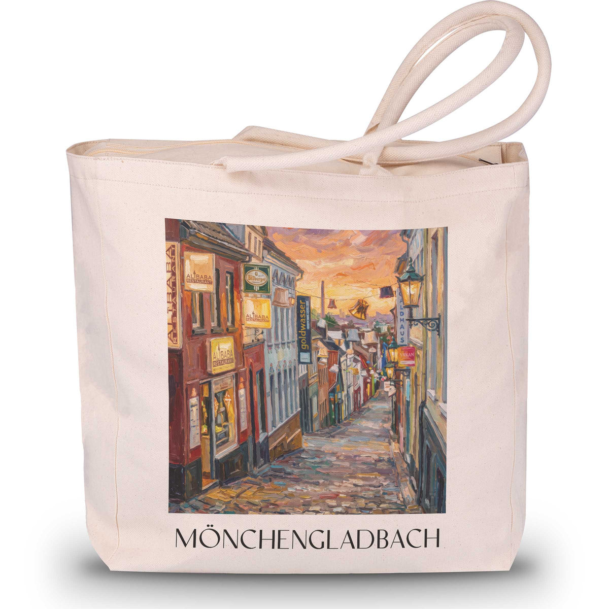 Mönchengladbach Shopping Tasche - Niederrhein - Deutschland Tote Bag - Einkaufstasche im Ölgemälde Stil - favplace