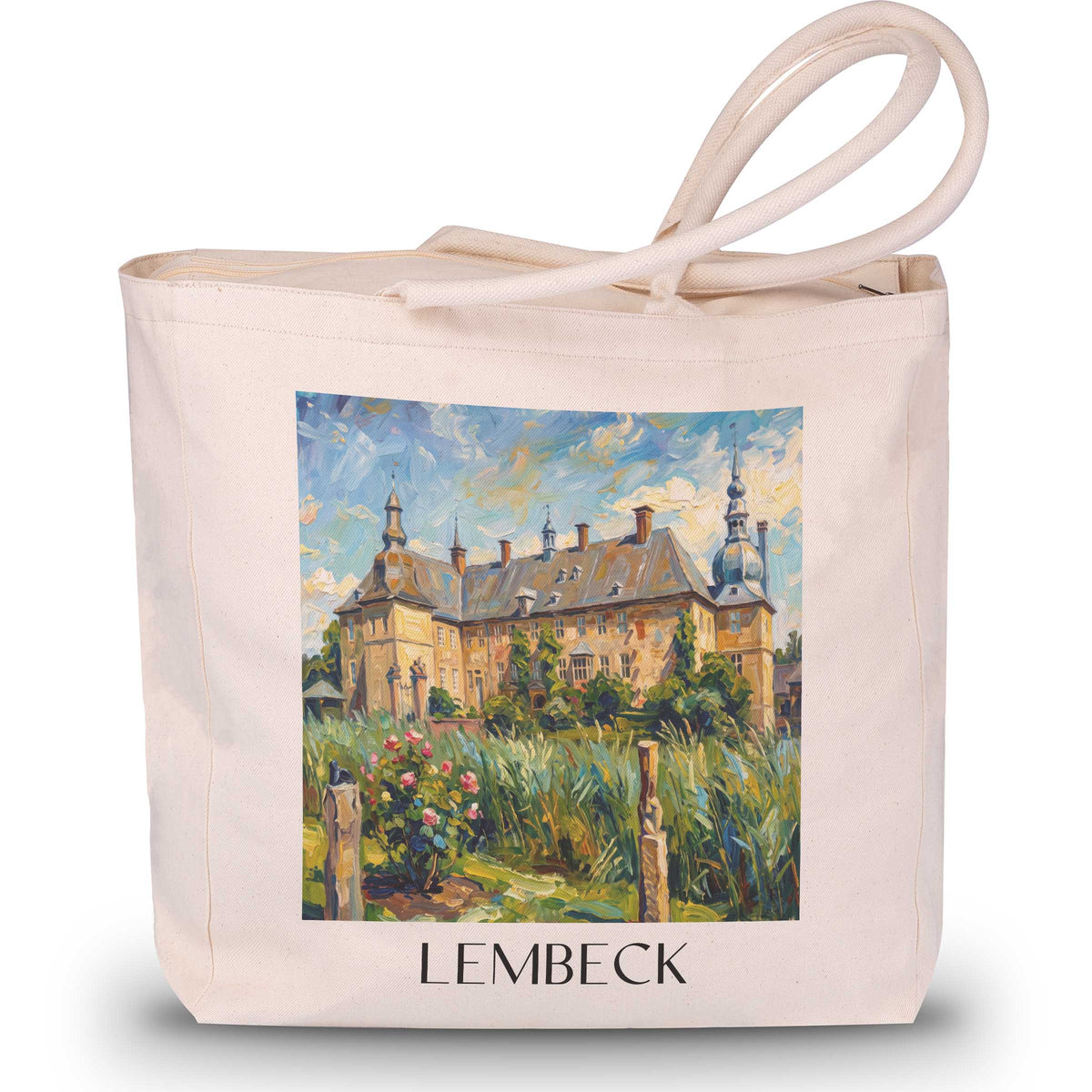 Lembeck Shopping Tasche - Münsterland - Deutschland Tote Bag - Einkaufstasche im Ölgemälde Stil - favplace