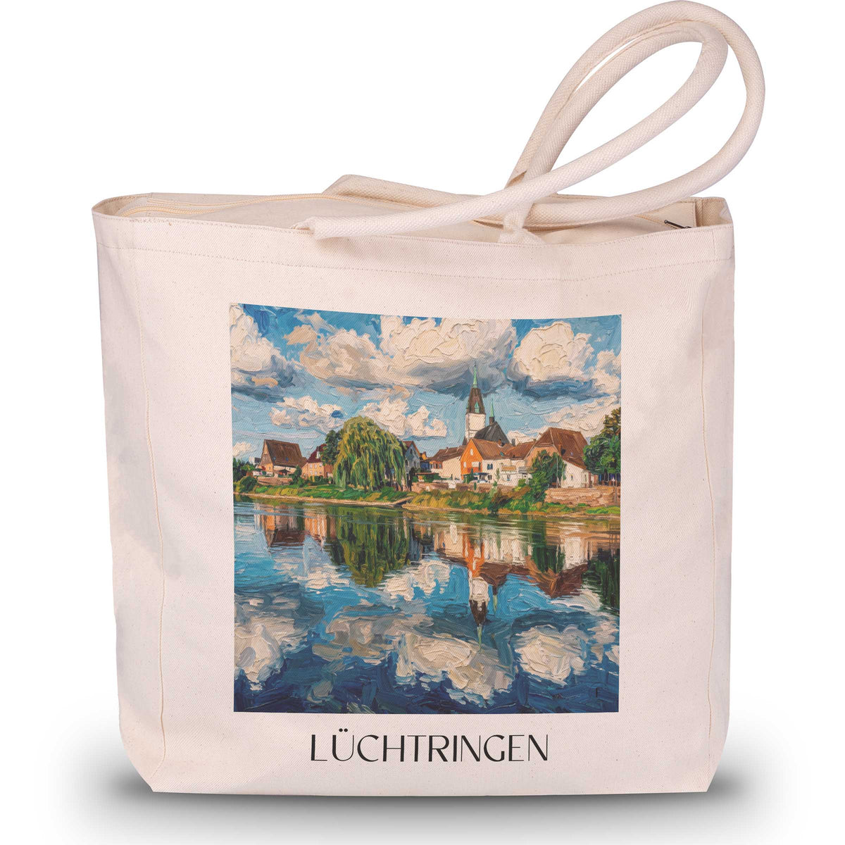 Lüchtringen Shopping Tasche - Weserbergland - Deutschland Tote Bag - Einkaufstasche im Ölgemälde Stil - favplace