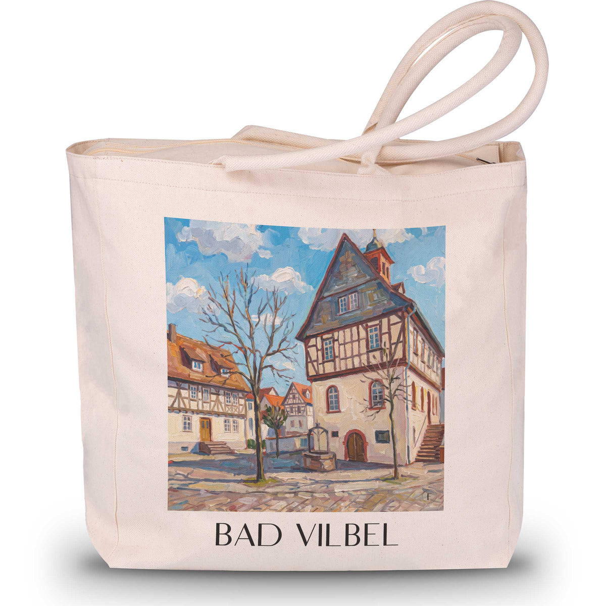 Bad Vilbel Shopping Tasche - Wetterau - Deutschland Tote Bag - Einkaufstasche im Ölgemälde Stil - favplace
