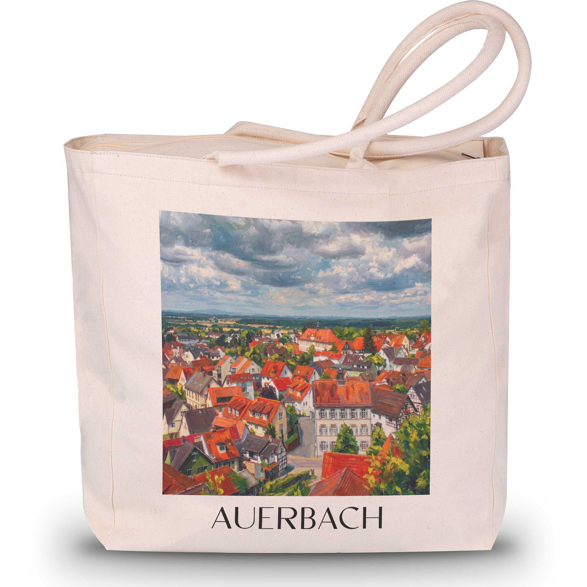 Auerbach Shopping Tasche - Bergstraße - Deutschland Tote Bag - Einkaufstasche im Ölgemälde Stil - favplace