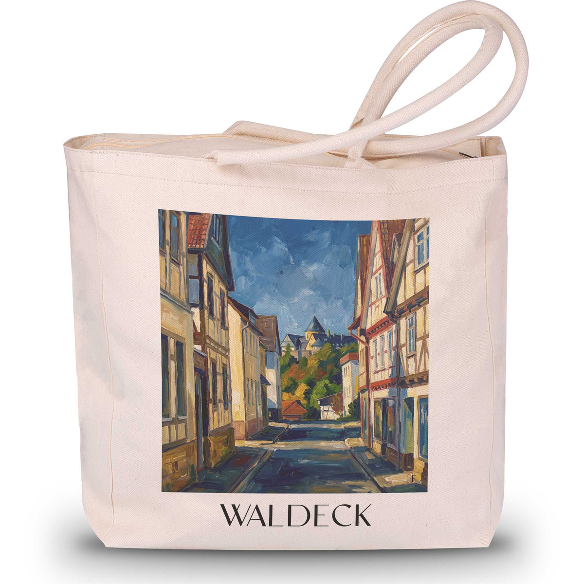 Waldeck Shopping Tasche - Edersee - Deutschland Tote Bag - Einkaufstasche im Ölgemälde Stil - favplace