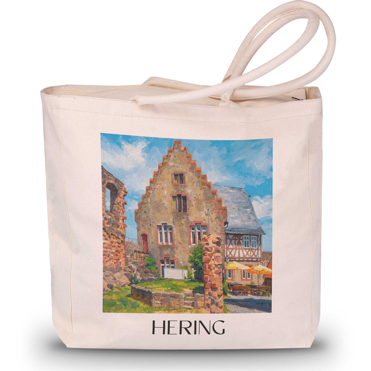 Hering Shopping Tasche - Odenwald - Deutschland Tote Bag - Einkaufstasche im Ölgemälde Stil - favplace