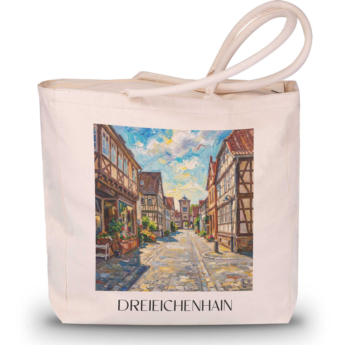Dreieichenhain Shopping Tasche - Rhein-Main - Deutschland Tote Bag - Einkaufstasche im Ölgemälde Stil - favplace