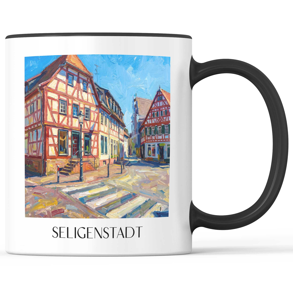 Seligenstadt Kaffeebecher - Untermain - Deutschland Becher - Kaffeetasse im Ölgemälde Stil