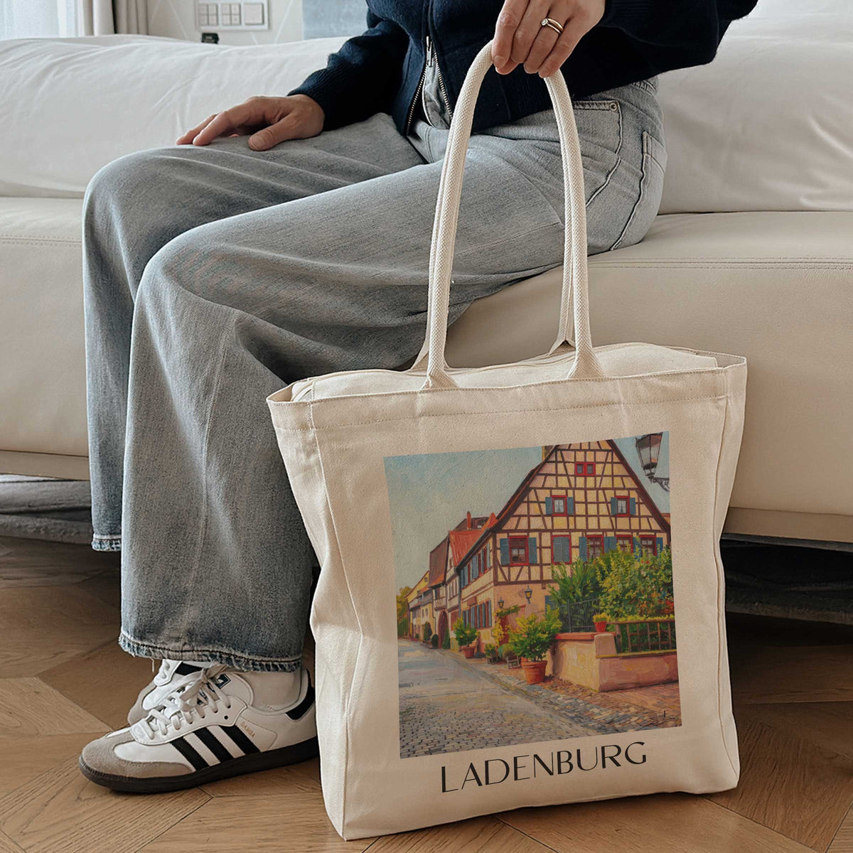ladenburg-kurpfalz-deutschland-einkaufstasche-oil-painting-oelgemaelde