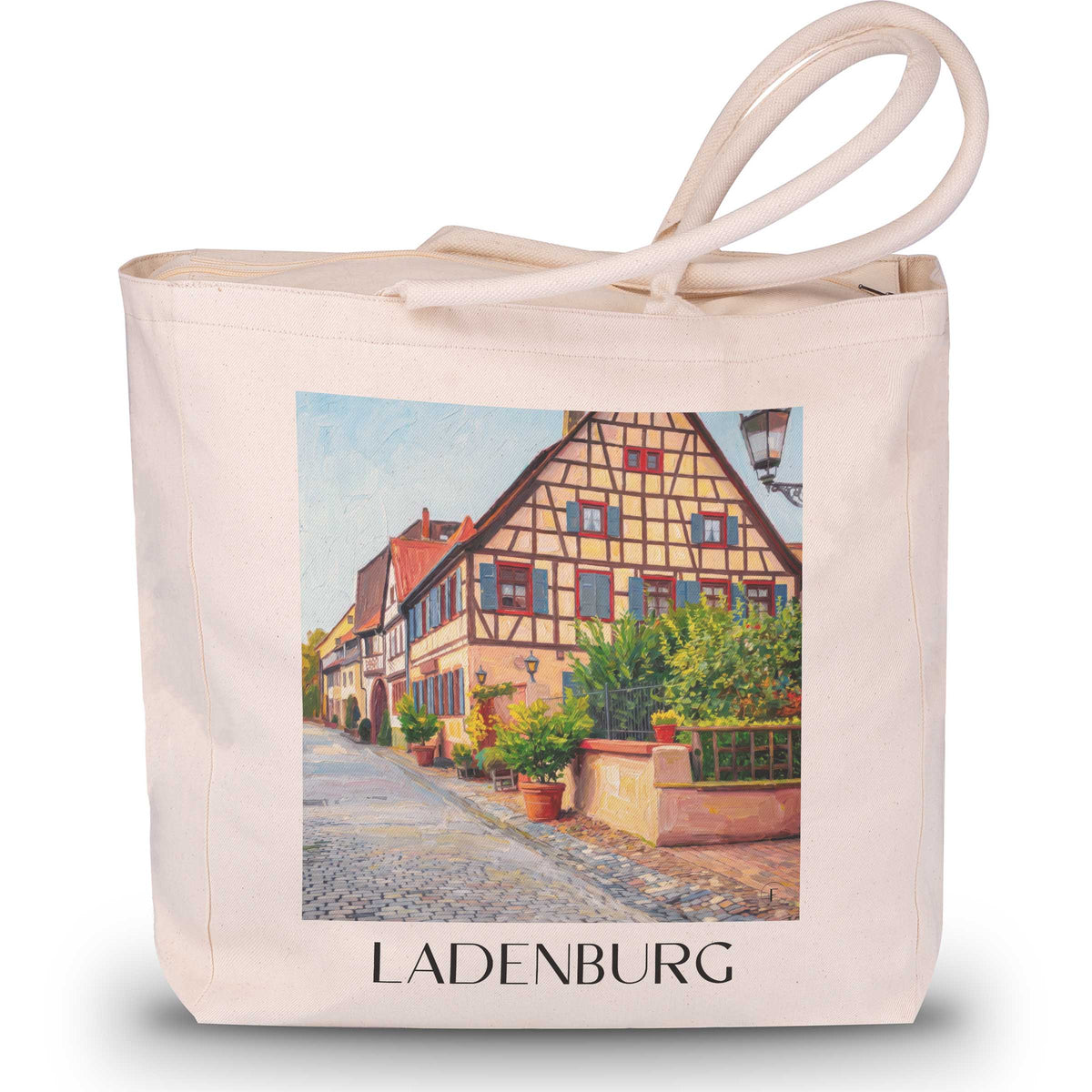 Ladenburg Shopping Tasche - Kurpfalz - Deutschland Tote Bag - Einkaufstasche im Ölgemälde Stil - favplace