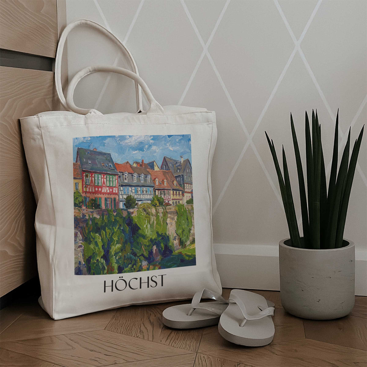 höchst-odenwald-deutschland-einkaufstasche-oil-painting-oelgemaelde