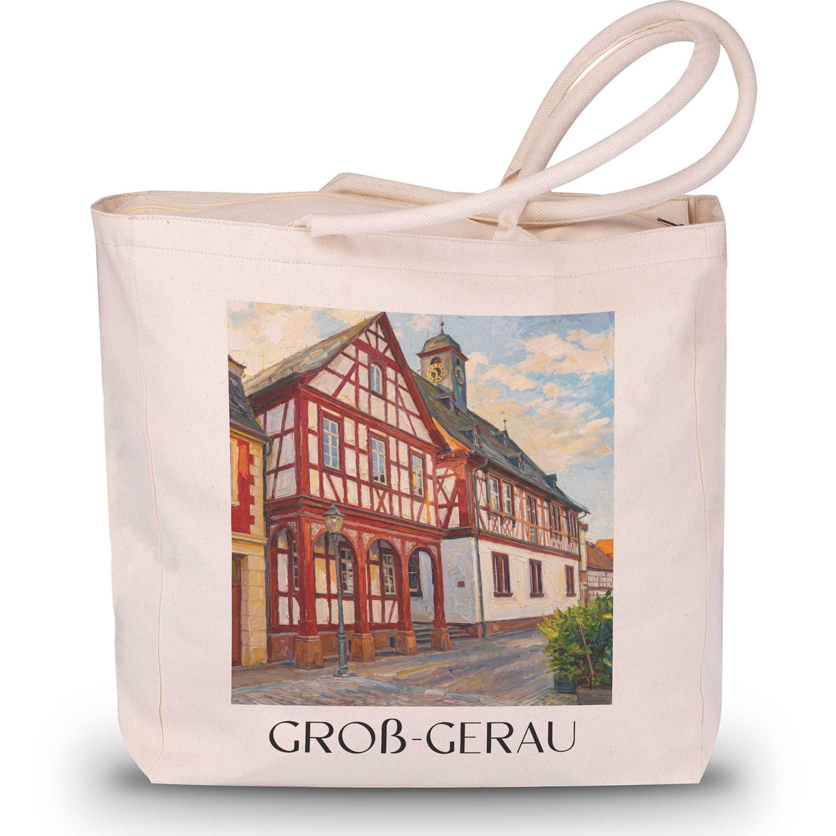 Groß-Gerau Shopping Tasche - Hessisches Ried - Deutschland Tote Bag - Einkaufstasche im Ölgemälde Stil - favplace