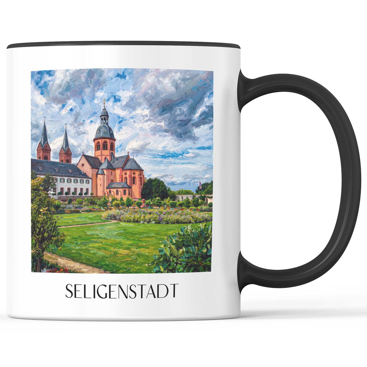 Seligenstadt Kaffeebecher - Untermain - Deutschland Becher - Kaffeetasse im Ölgemälde Stil