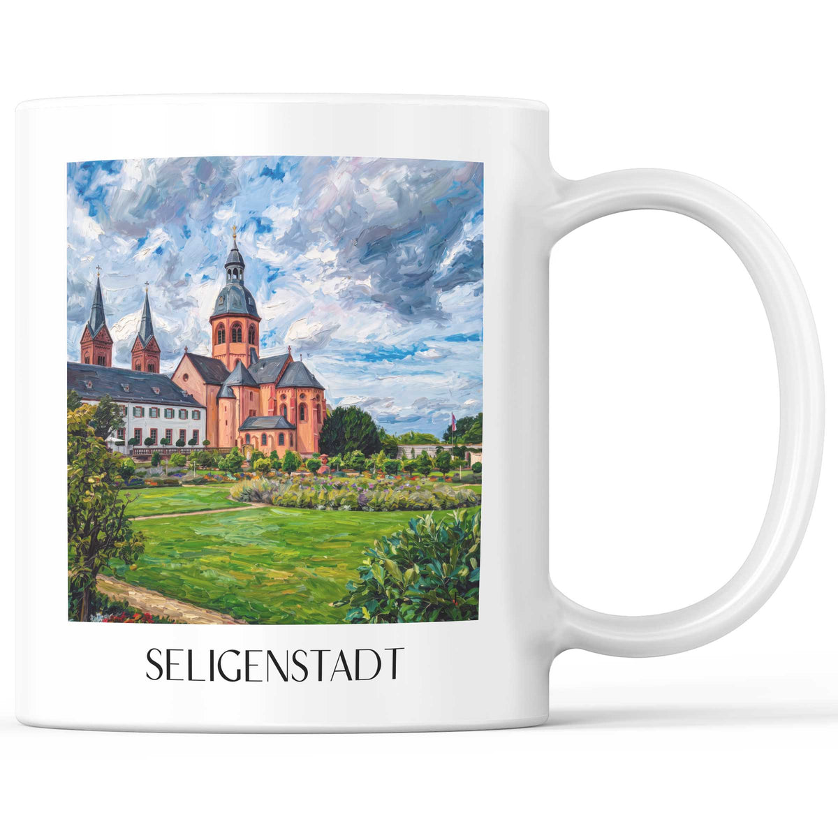 Seligenstadt Kaffeebecher - Untermain - Deutschland Becher - Kaffeetasse im Ölgemälde Stil