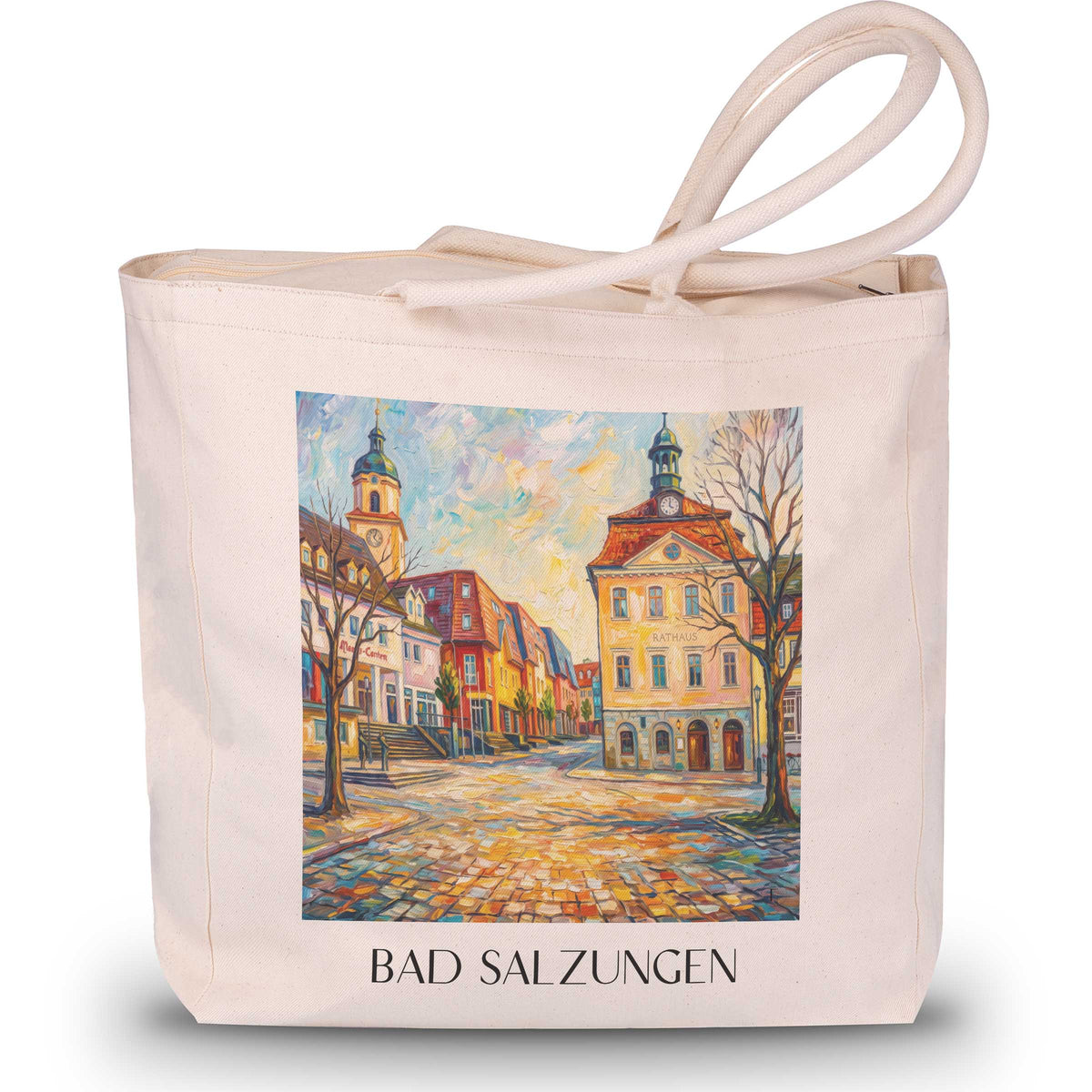 Bad Salzungen Shopping Tasche - Werratal - Deutschland Tote Bag - Einkaufstasche im Ölgemälde Stil - favplace