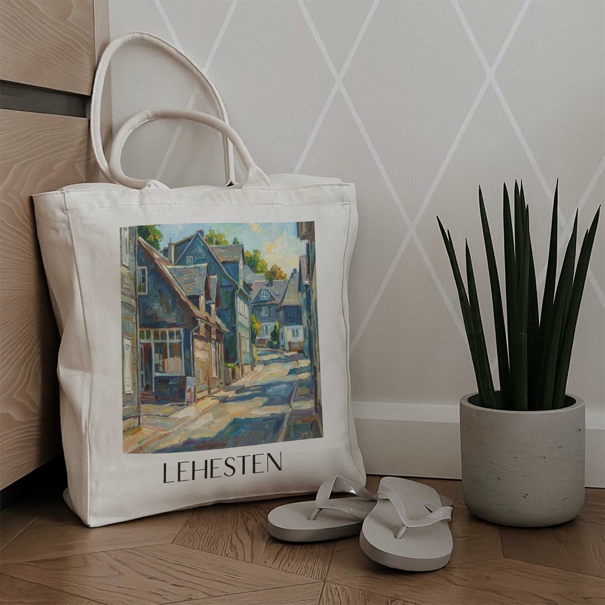 lehesten--thüringen-deutschland-einkaufstasche-oil-painting-oelgemaelde