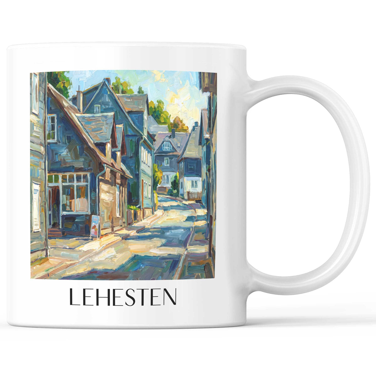 Lehesten Kaffeebecher - Thüringen - Deutschland Becher - Kaffeetasse im Ölgemälde Stil