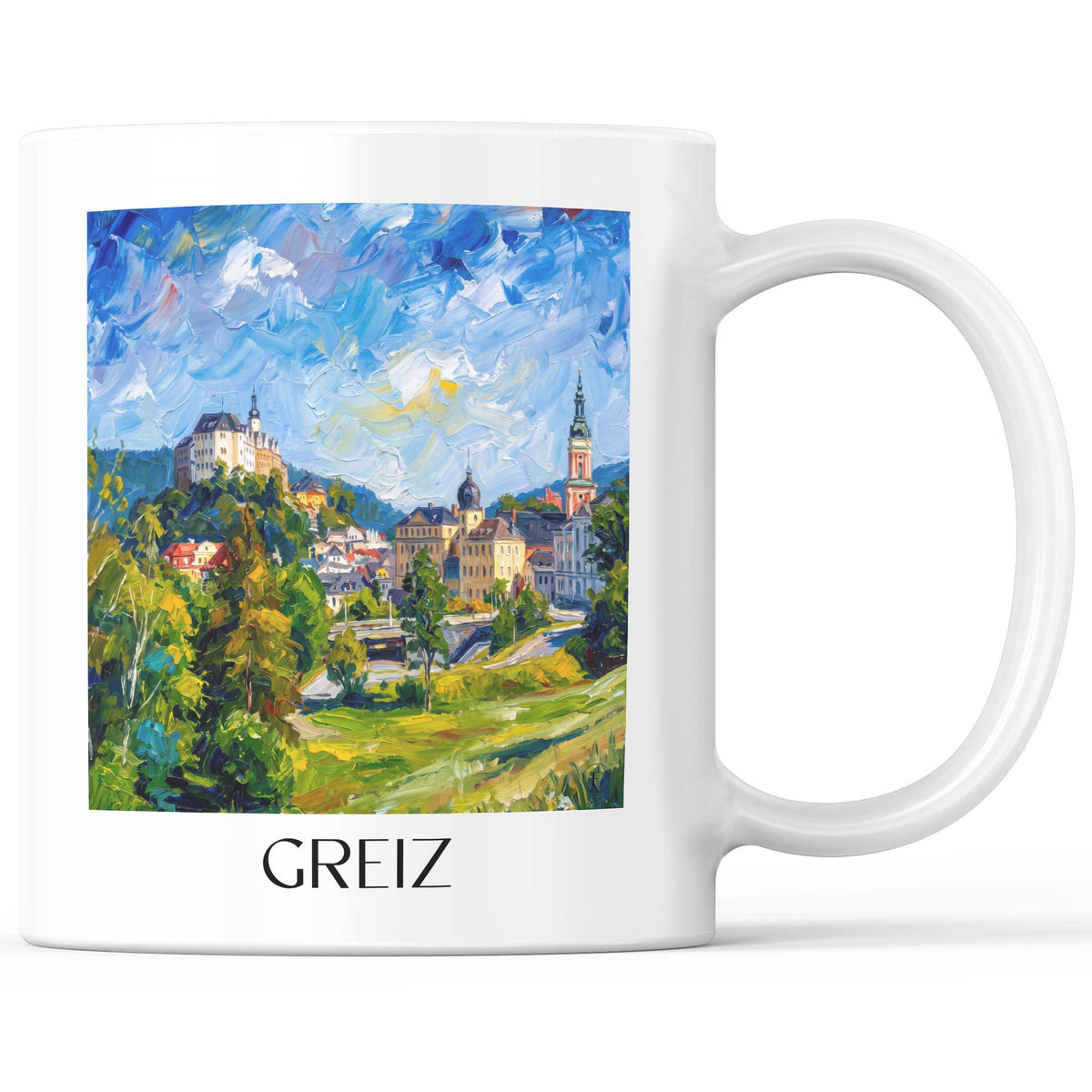 Greiz Kaffeebecher - Vogtland - Deutschland Becher - Kaffeetasse im Ölgemälde Stil
