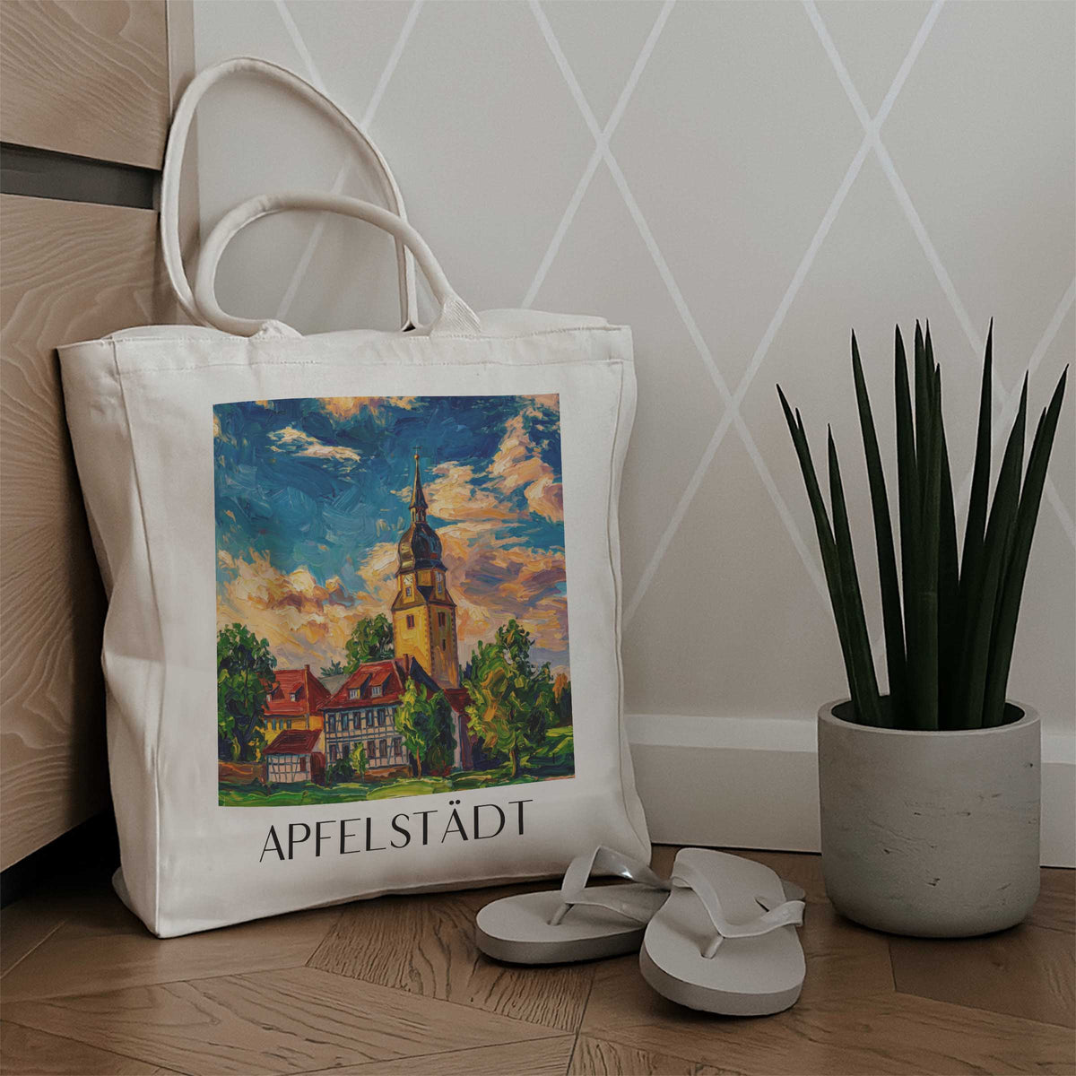 apfelstädt-thüringen-deutschland-einkaufstasche-oil-painting-oelgemaelde