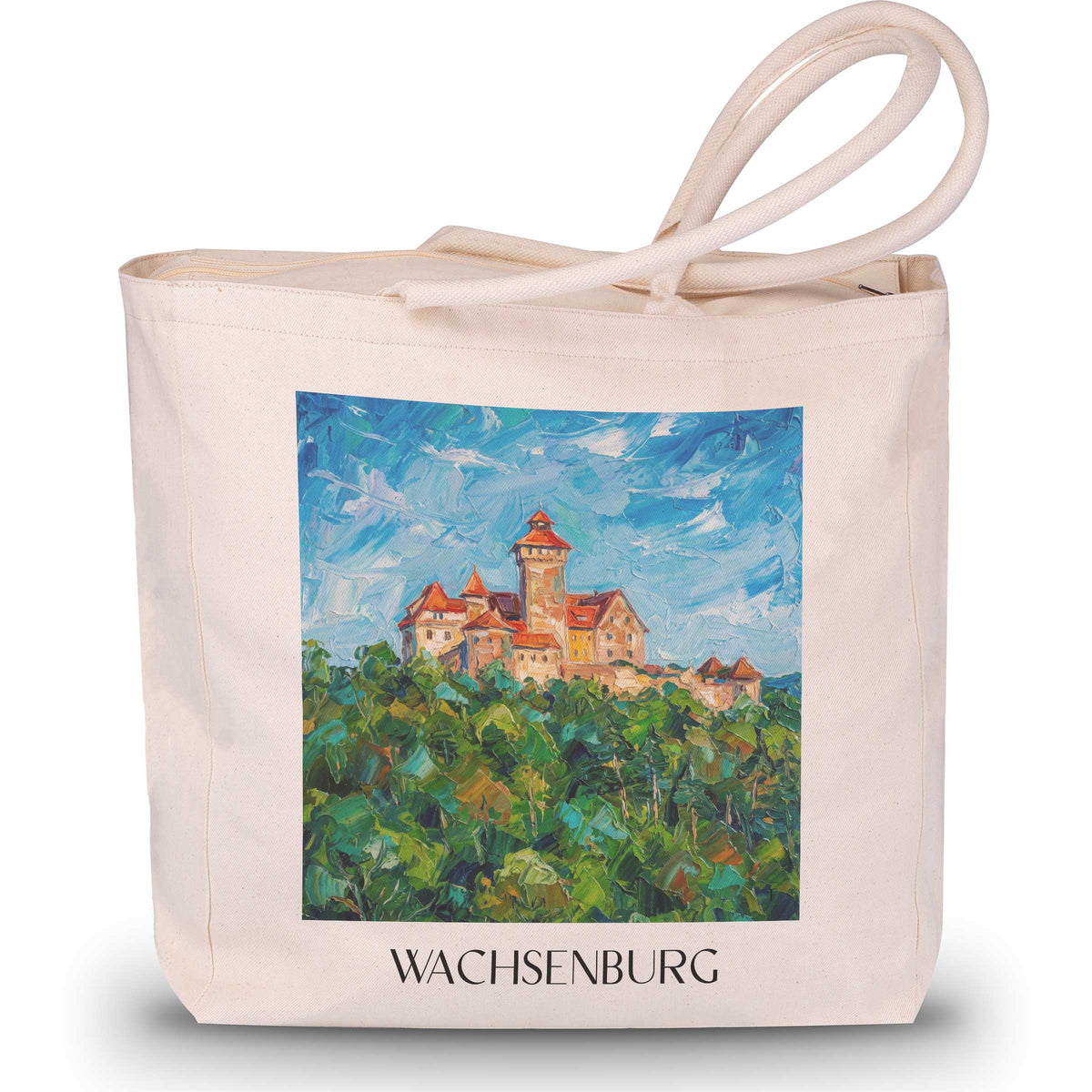 Wachsenburg Shopping Tasche - Thüringen - Deutschland Tote Bag - Einkaufstasche im Ölgemälde Stil - favplace
