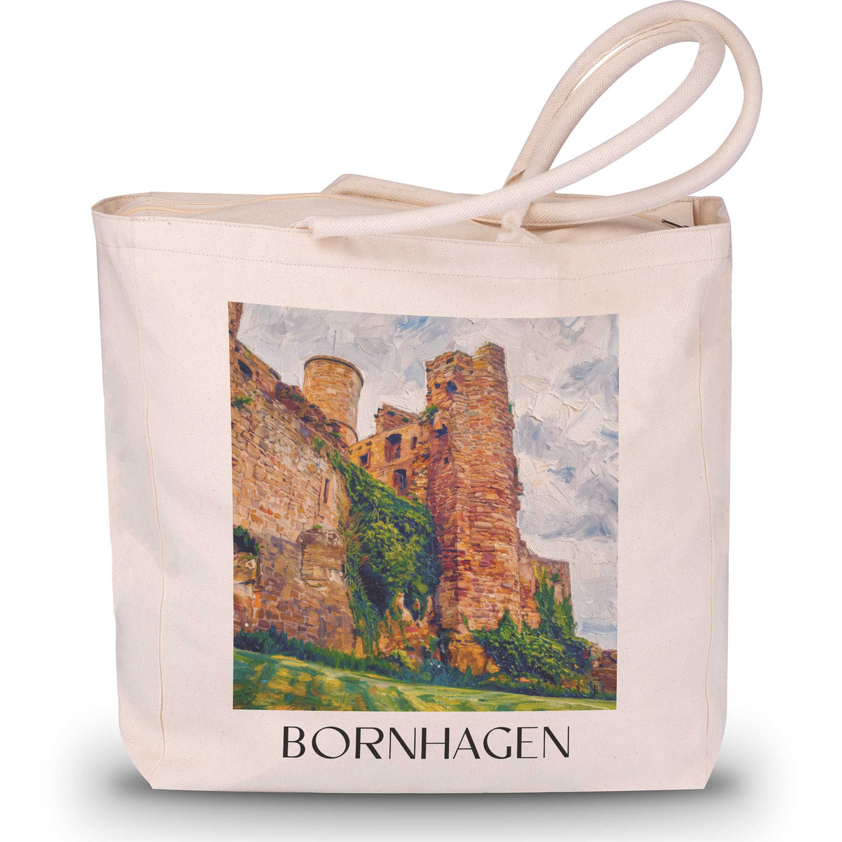 bornhagen-eichsfeld-deutschland-einkaufstasche-oil-painting-oelgemaelde