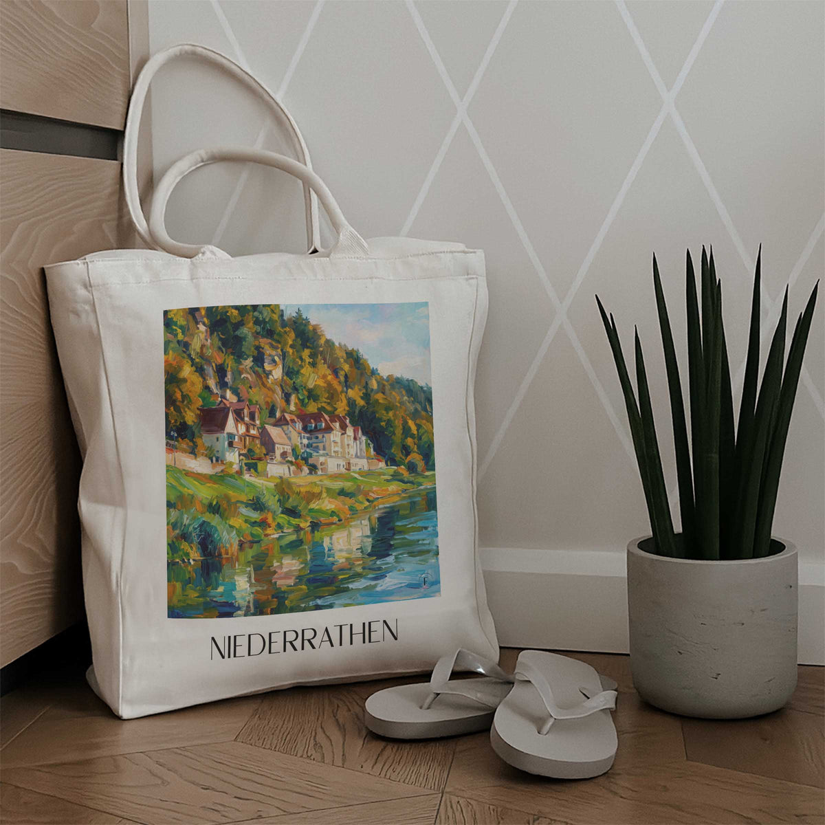 niederrathen-sächsische-schweiz-deutschland-einkaufstasche-oil-painting-oelgemaelde