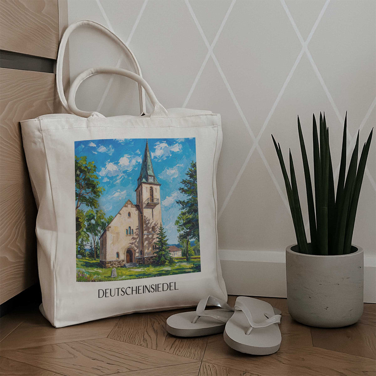 deutscheinsiedel-erzgebirge-deutschland-einkaufstasche-oil-painting-oelgemaelde