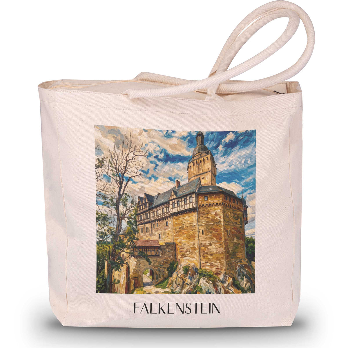 falkenstein-harz-deutschland-einkaufstasche-oil-painting-oelgemaelde