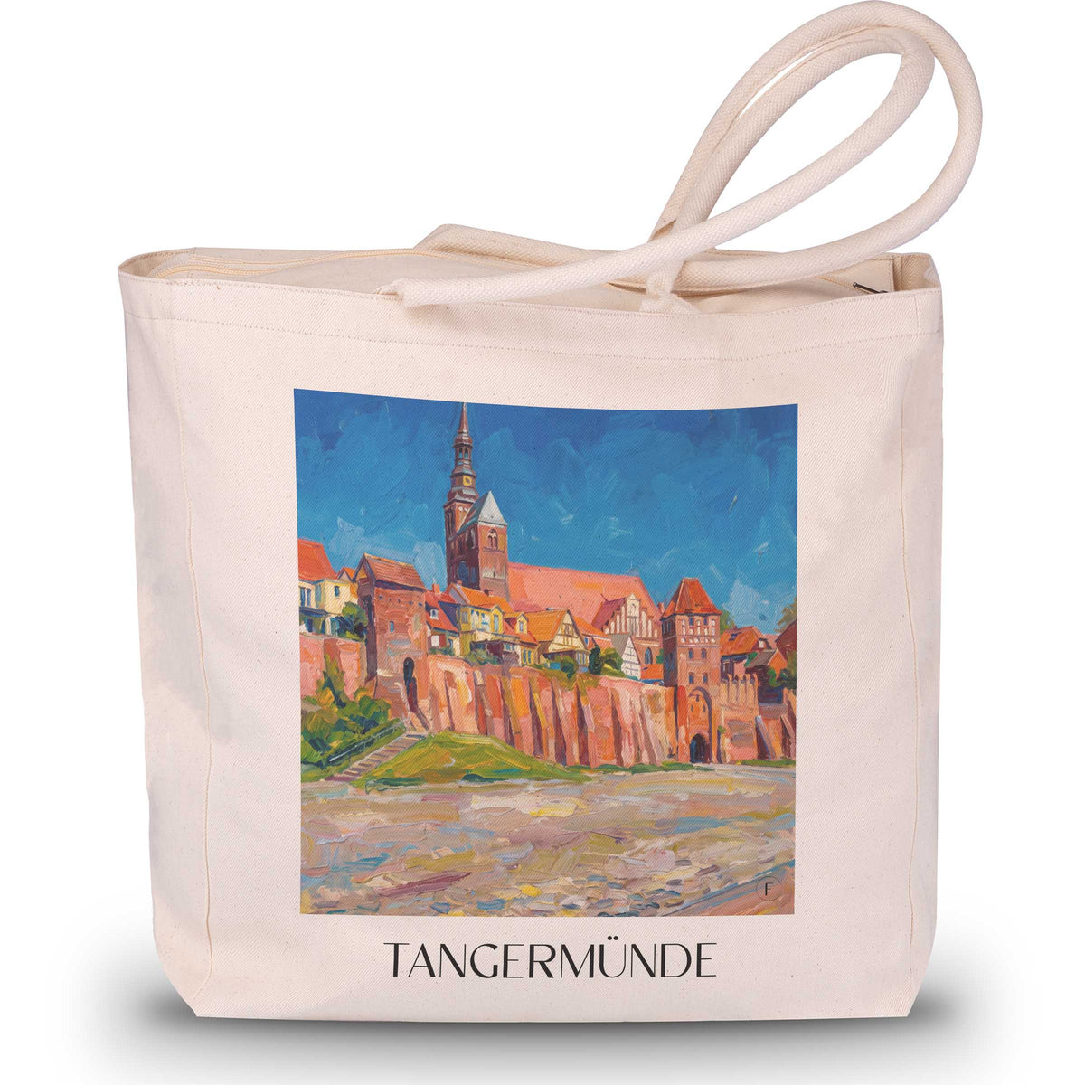 Tangermünde Shopping Tasche - Altmark - Deutschland Tote Bag - Einkaufstasche im Ölgemälde Stil - favplace