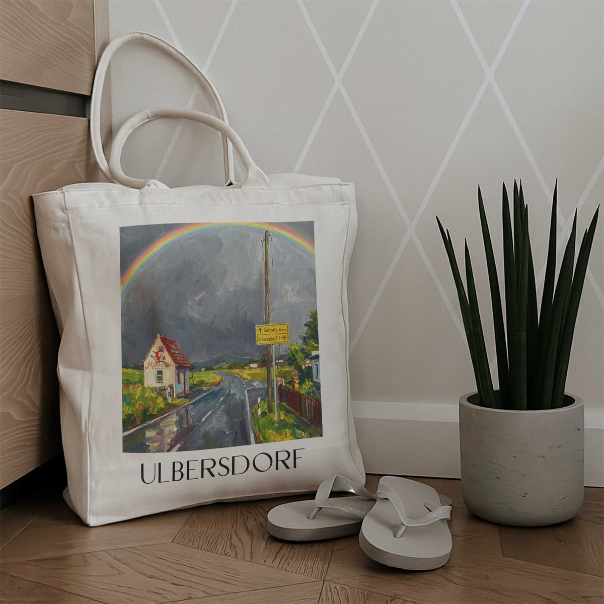 ulbersdorf-sächsische-schweiz-deutschland-einkaufstasche-oil-painting-oelgemaelde
